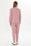 Women's Cotton Crew Neck Sweatshirt Set Pink 8512-P - 5