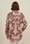 Women's Basic Oversize Patterned Cotton Dusty Rose Shirt - 5