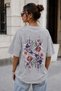 Flower Bouquet Back Print Unisex Oversize T-Shirt – Cotton Crew Neck Casual T-Shirt