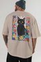 For the Love of Cats 98 Cat Printed Beige Oversize T-Shirt 100% Cotton Unisex Cat Lover Premium Design - 5