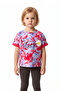 Girl's Crew Neck Cuff Fold Short Sleeve Tie Dye Pattern Printed T-Shirt Tkss25Ts1