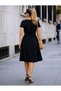 Women's Short Sleeve Collared Waist Belted Short Janjan Crepe Short Dress - 4
