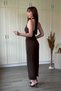 Halter Neck Linen Brown Jumpsuit with Chest Detail - 3