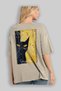 For the Love of Cats 73 Cat Printed Beige Oversize T-Shirt 100% Cotton Unisex Cat Lover Premium Design - 3