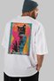 For the Love of Cats 72 Cats Printed White Oversize T-Shirt 100% Cotton Unisex Cat Lover Premium Design - 7