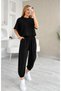 Women's Modal Two-Piece Set Oversize Crop Top and Baggy Pants Combination