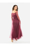 Sheer Overlay Off-Shoulder Maxi Dress - 7