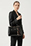Elit Vsn3132R Women's Patent Leather Hand and Shoulder Bag Black Printed