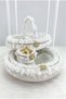 White Henna Night Tray Basket Bridal Set, Brooched Floral Mirrored Velvet, Engagement Wedding Promise Circumcision - 3