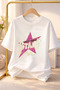 Pink Star Printed 100% Cotton Premium T-Shirt with Crew Neck for Kids