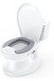 Realistic Toddler Potty, Toilet Training Seat with PVC Cushion, Removable Bowl, Music & Handrail, Safe for 18+ Months (22.7 kg Load)
