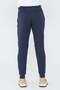 بنطلون رياضي رجالي باللون الأزرق الداكن مع جيوب وحزام خصر مطاطي - 4