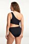 Women's Black Oversized One-Shoulder Mayokini with Gold Buckle - 4