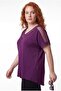 Women's Plus Size Tulle Detail Purple Blouse - 2