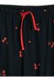 Black Elastic Waist Patterned Women's Capri Pajama Bottoms - 2