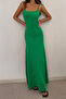 New Season Women's Black Flowy Sandy Fabric Rope Strap Round Neck Maxi Dress - Timeless Elegance Series - 5