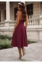 Women's strapless, crossover neckline, midi janjan crepe dress - 2