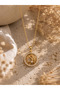 Girl with Pearl Earring Portrait Stone Steel Necklace (Gold Color)