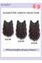 V-Shaped Light Brown Hair Extension One Piece Wavy Wig with 4 Clips Heat Resistant Synthetic Hairpiece for Women Girls (45cm,Dark Brown) - 8