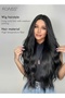 Long Wavy Black Wig Middle Part Natural Soft Synthetic Heat Resistant Hair for Women Wedding Cosplay Party Daily Wear (80cm,Black) - 2