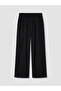 Black Elastic Waist Wide Leg Women's Trousers - 5