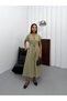 Women Shirt Collar Midi Dress Belted Buttoned Summer Stylish Casual Dress - 6
