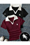 2-Piece Burgundy & Black Soul Polo Collar Embroidered Gathered Blouse - 3