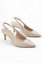 Women's Metallic Pointed Toe Slingback Thin Heeled Evening Dress Shoes