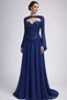 Royal Blue Beaded Long Evening Gown – Elegant Formal Dress with Sheer Sleeves