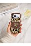 iPhone 17 Pro Max Leopard Pattern Feathered Stone Embroidered Premium Phone Case