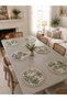 Green 6-Piece Duck Fabric Tufted Placemat American Service Set - Vintage Bohemian French Country Patterned Round Table Decor - 3