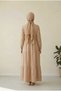 Beige Color Women's 100% Cotton Muslin Fabric Dress Buttoned Shirt Collar Long Hijab Dress Anti-Sweat Summer Dress - 5