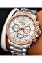 Men's Wristwatch Steel Band Silver Color Calendar Feature Casual and Classic Style Gift Boxed