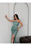 Mint Strapless Waist Detailed Sequined Evening Dress - 2