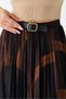 Belted Sifon Pleated Skirt in Brown and Tan Tones with Elastic Waist - 4