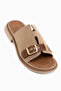 Gretha Beige Suede Buckle Women's Slippers