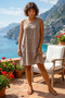 Mink Pool Collar Sleeveless Pocketed Lined Embroidered Washable Casual Cotton Woven Dress 98 50 - 2