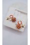 Colorful Square Charm Detail Dangle Earrings