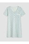 Lcw Dream Green V-Neck Patterned Women's Nightgown - 6