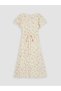 Vizyon New Season V-Neck Floral Waist-Fitted Dress - 6