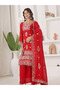 Red Faux Georgette Embroidered Palazzo Suit with Sequence & Moti Work - FFT7463 | Red