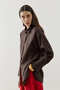 Linen Piping Tie-Up Shirt Dark Brown - 8