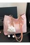 Pink Tote Bag, Shiny Star Bag, Cute Handbag, Women's College Bags, Gold Chain Shoulder Bag, Pink Casual Bag, Women's Accessories, Kawaii Style Bag, Large School Bags, Handbag with Cloud Charm
