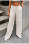 Beige Linen Blended Loose Cut Trousers