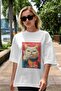 For the Love of Cats 59 Front Cat Printed White Oversize T-Shirt 100% Cotton Unisex Cat Lover Premium Design - 5