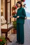 Women's Plus Size Judge Collar Long Sleeve Woven Blouse Pants Set Relaxed Fit Casual Modern Stylish - 2