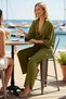 Women's Plus Size Woven Linen Blend Shirt Pants Beach Set Tie-Up Casual Comfortable Modern - 3