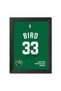 Alayra Larry Bird NBA Superstar Jersey Poster Posters Framed Paintings with Black Frame (12 inches