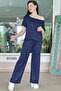 Kayık Yaka Glittery Modal Fabric Set6Y269