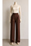 Women's Crepe Front-Washed Fabric Pleated Wide-Leg Trousers - 3
